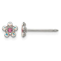 Inverness Stainless Steel Clear and Rose Crystal Flower Post Piercing Earrings