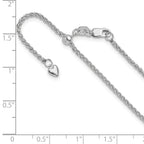 14K White Gold Adjustable 1.6mm Semi-solid Spiga Chain