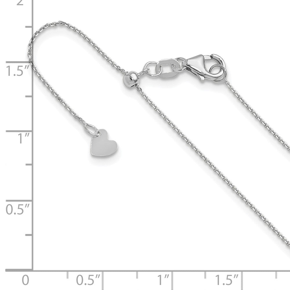 14K White Gold Adjustable 1mm D/C Cable Chain