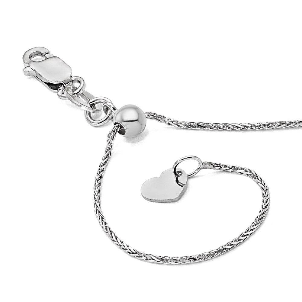 14K White Gold Adjustable .95mm D/C Wheat Chain