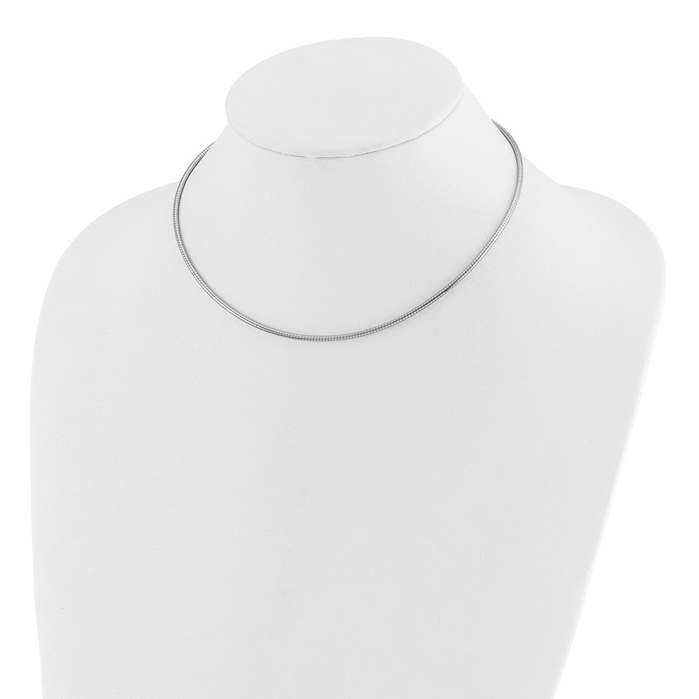 14K White Gold Polished 2mm Round Omega Necklace