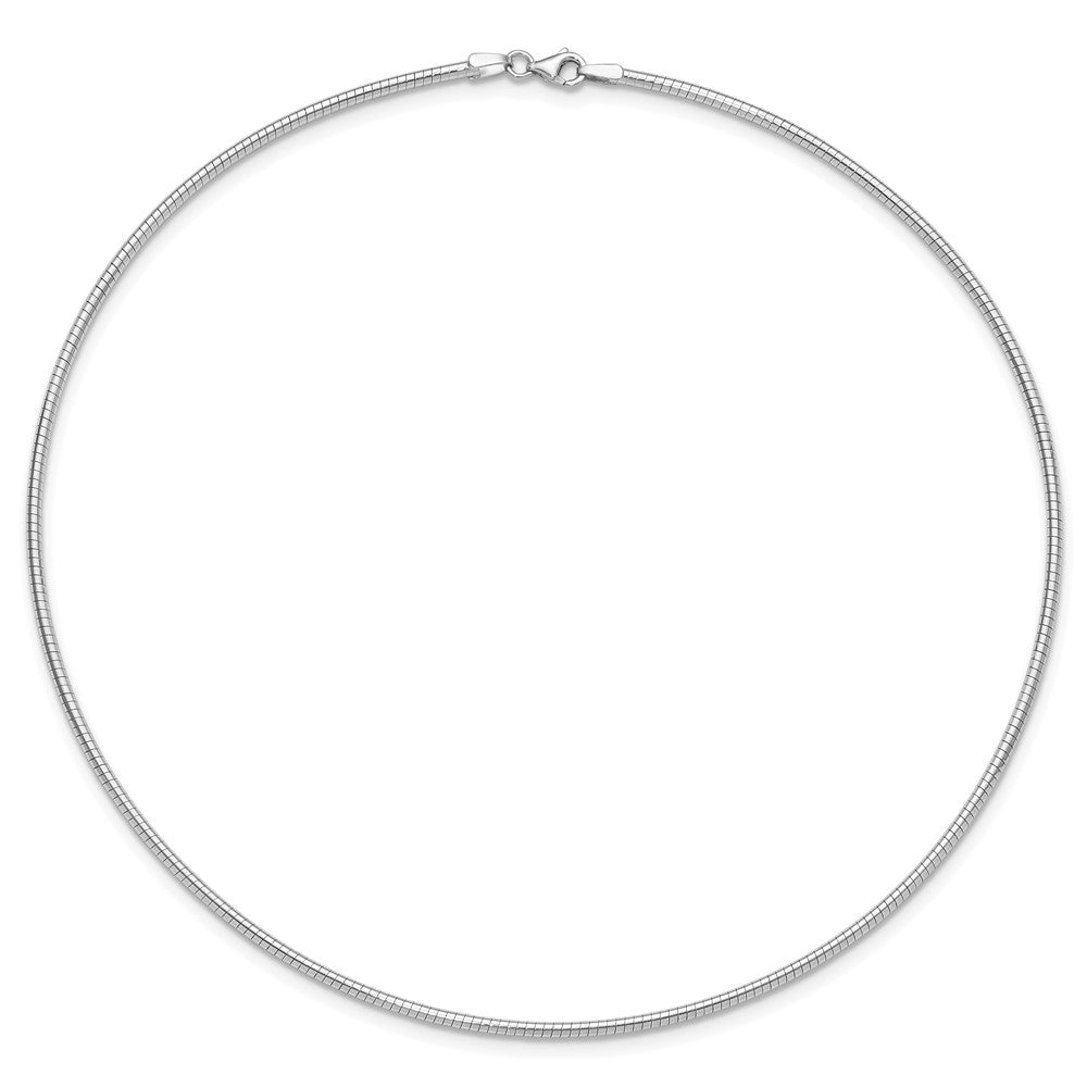 14K White Gold Polished 2mm Round Omega Necklace