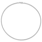 14K White Gold Polished 2mm Round Omega Necklace