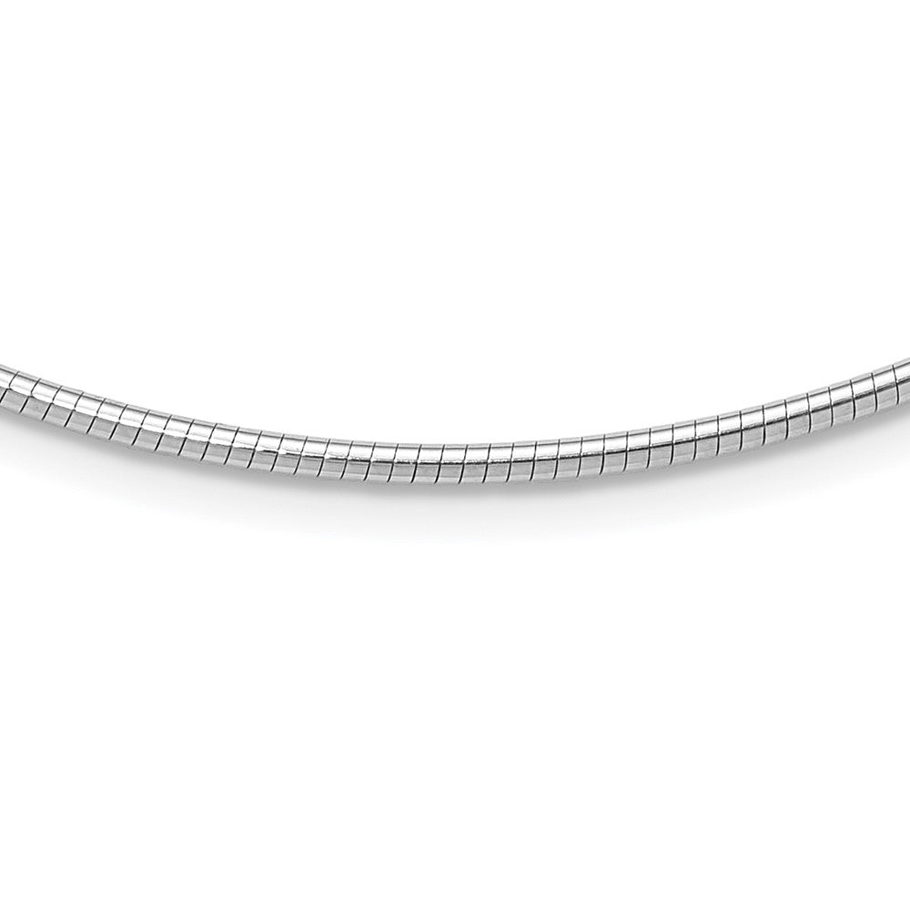 14K White Gold Polished 2mm Round Omega Necklace