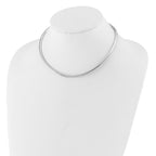 14K Polished  White Gold 4mm Domed Omega Necklace
