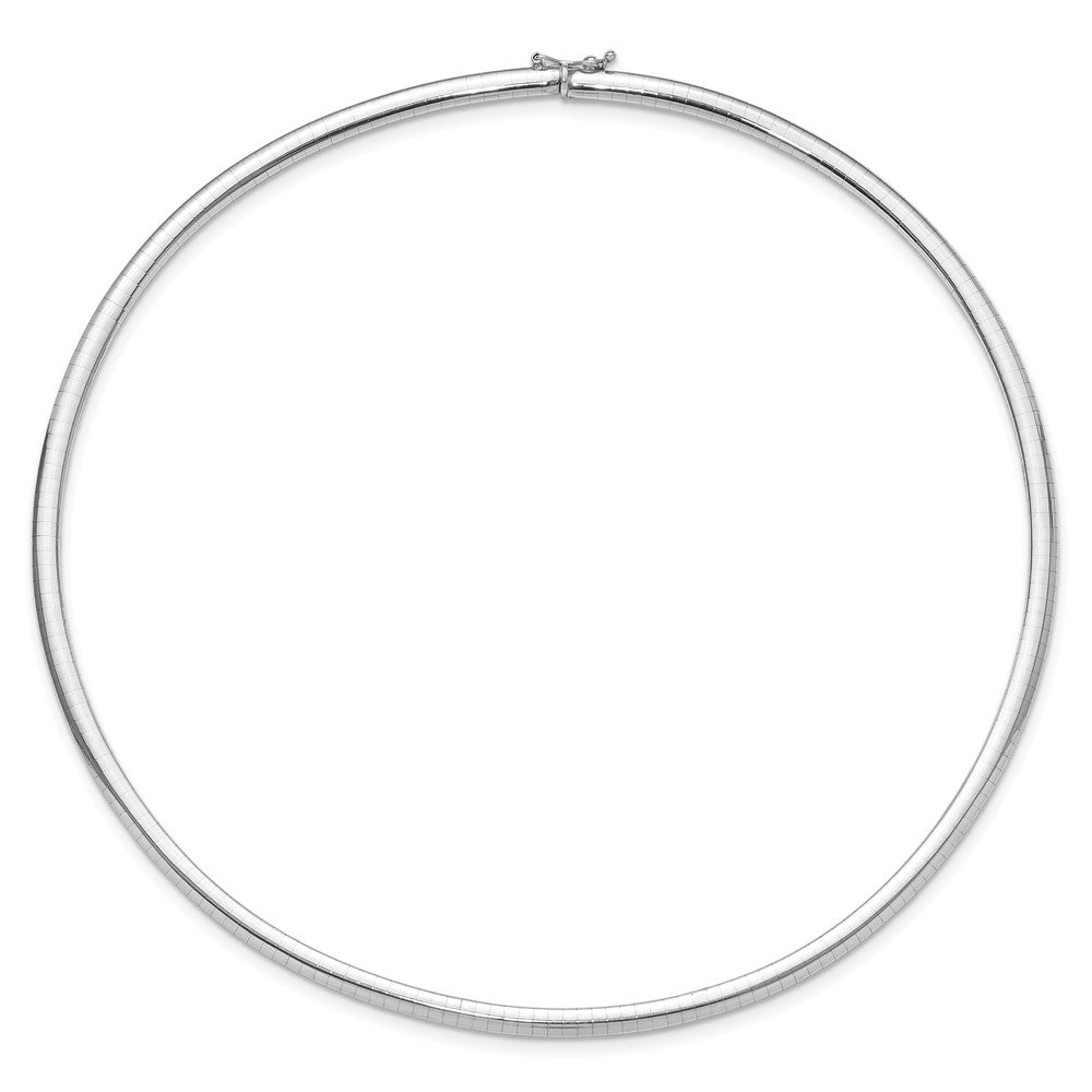 14K Polished  White Gold 4mm Domed Omega Necklace