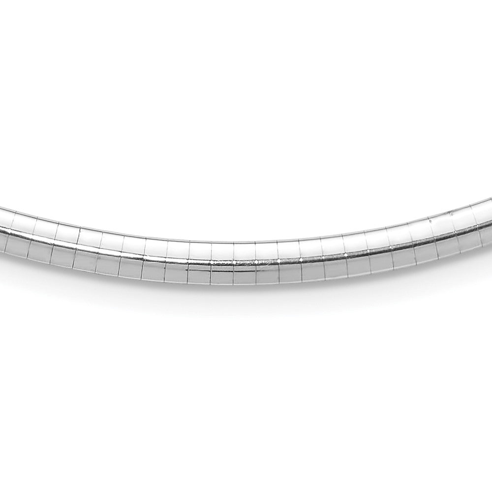 14K Polished  White Gold 4mm Domed Omega Necklace