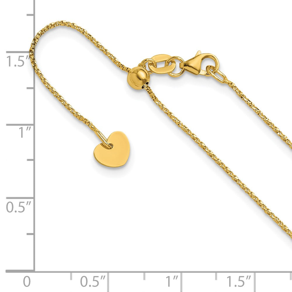14K Adjustable .9mm D/C Twisted Box Chain