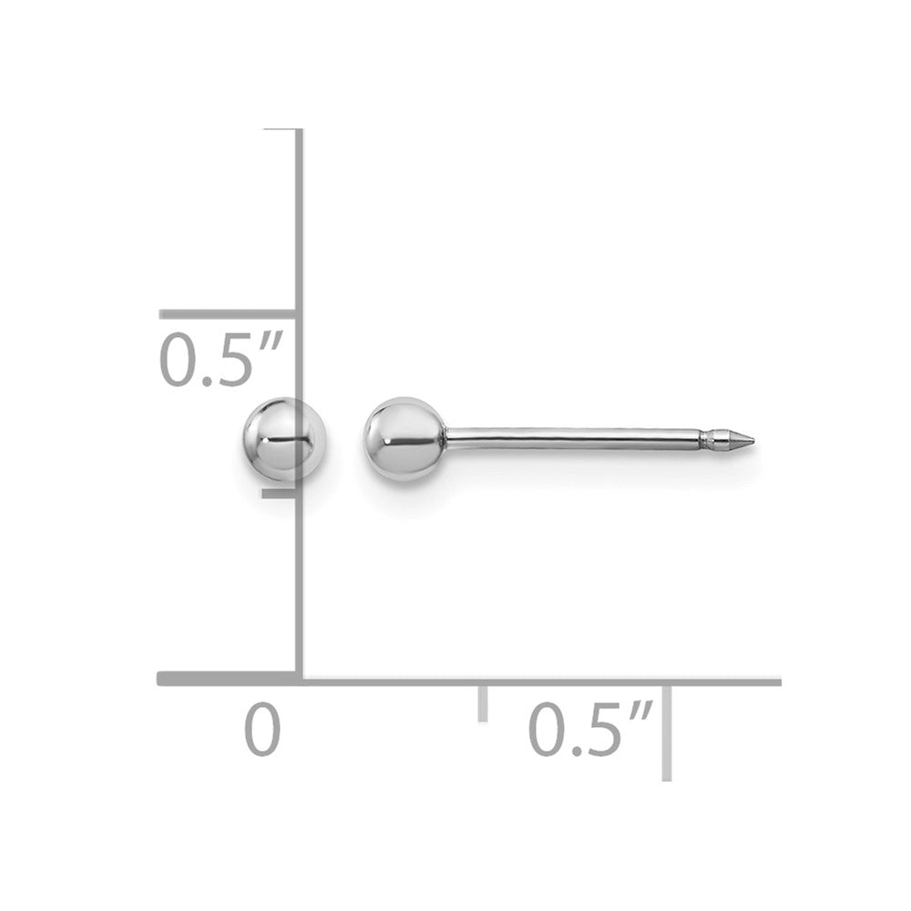 Inverness 14k White Gold 3mm Ball Post Piercing Earrings