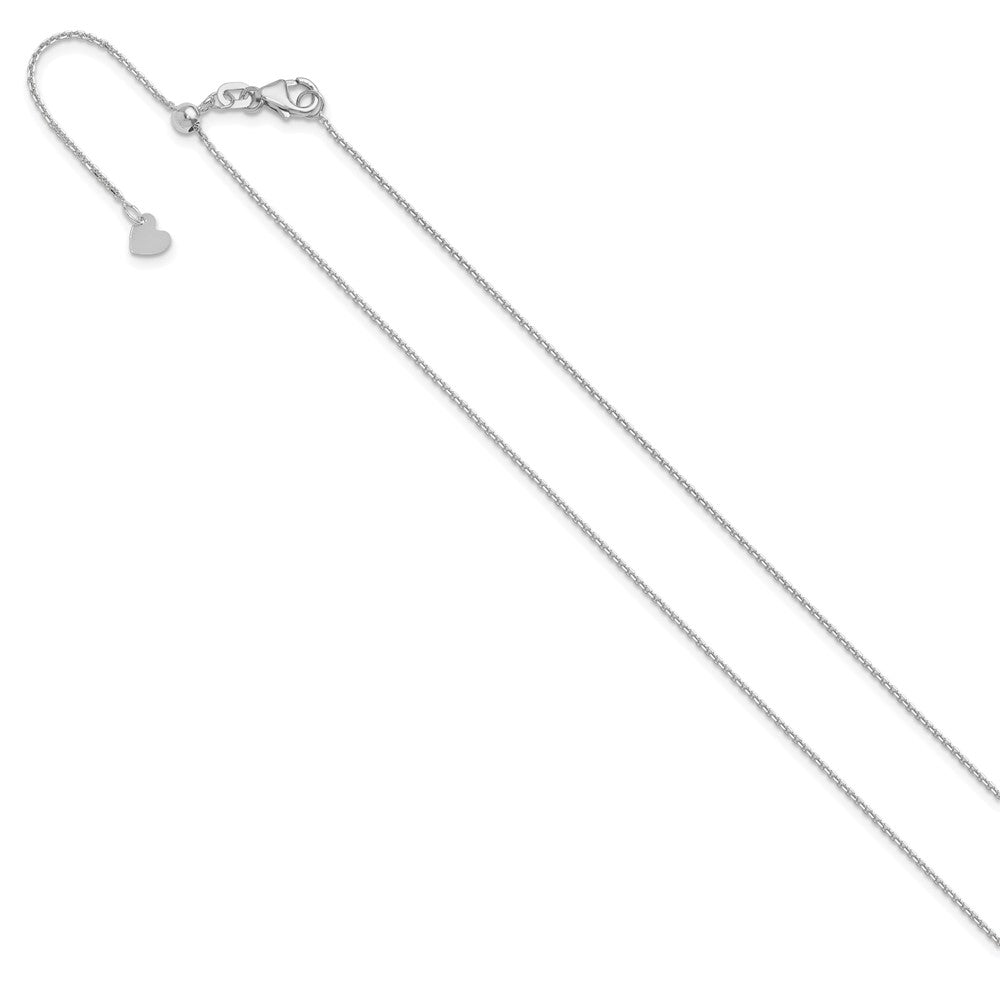 14K White Gold Adjustable 1.1mm D/C Cable Chain