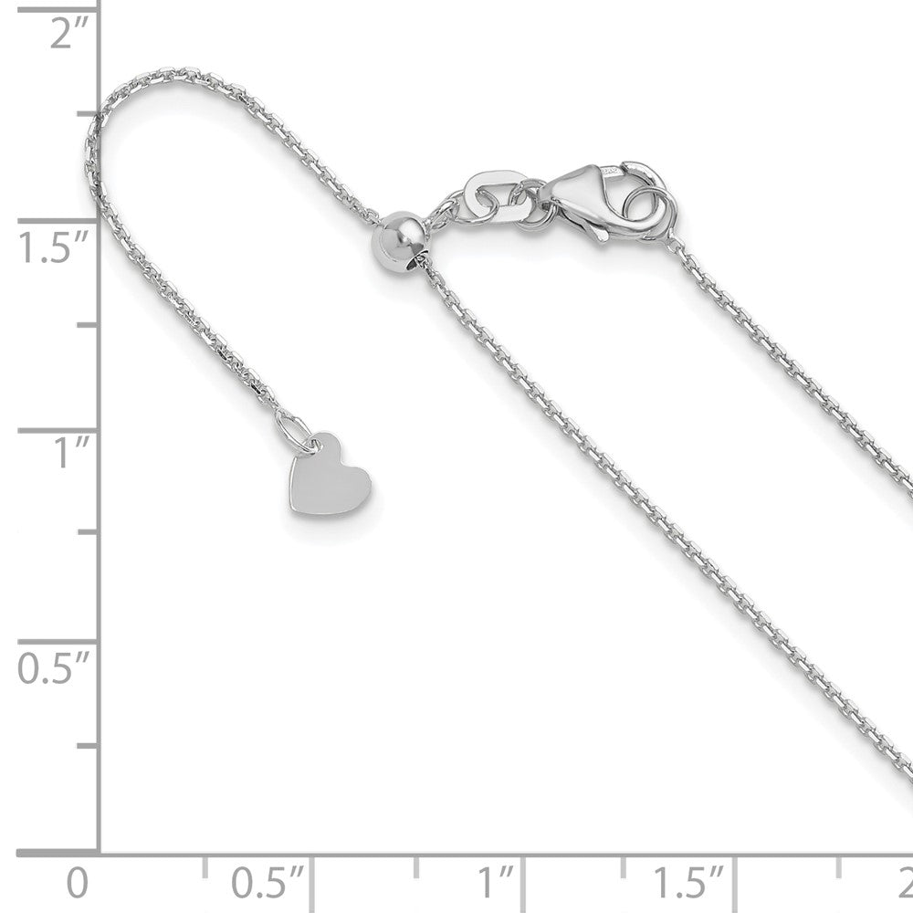 14K White Gold Adjustable 1.1mm D/C Cable Chain