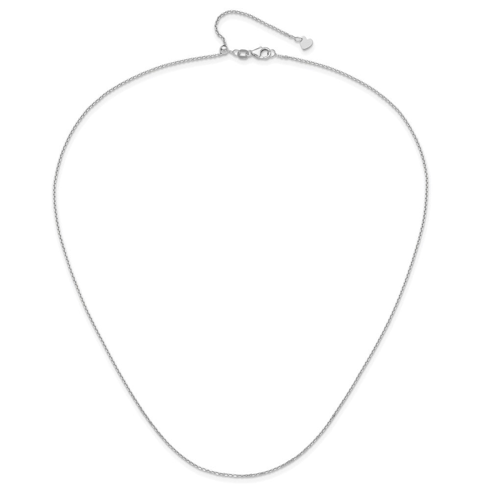 14K White Gold Adjustable 1.25mm D/C Cable Chain