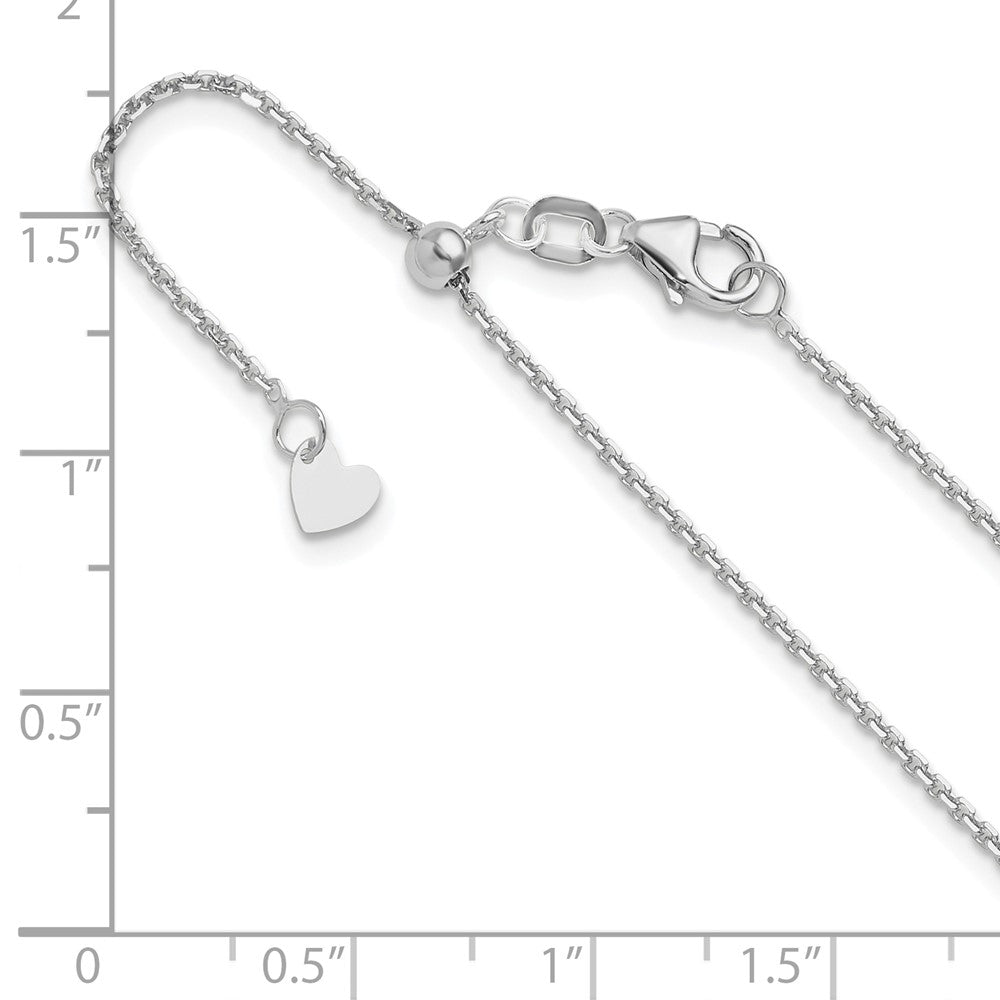 14K White Gold Adjustable 1.25mm D/C Cable Chain