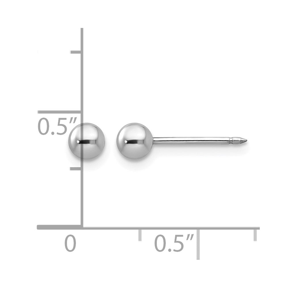 Inverness 14k White Gold 4mm Ball Post Piercing Earrings