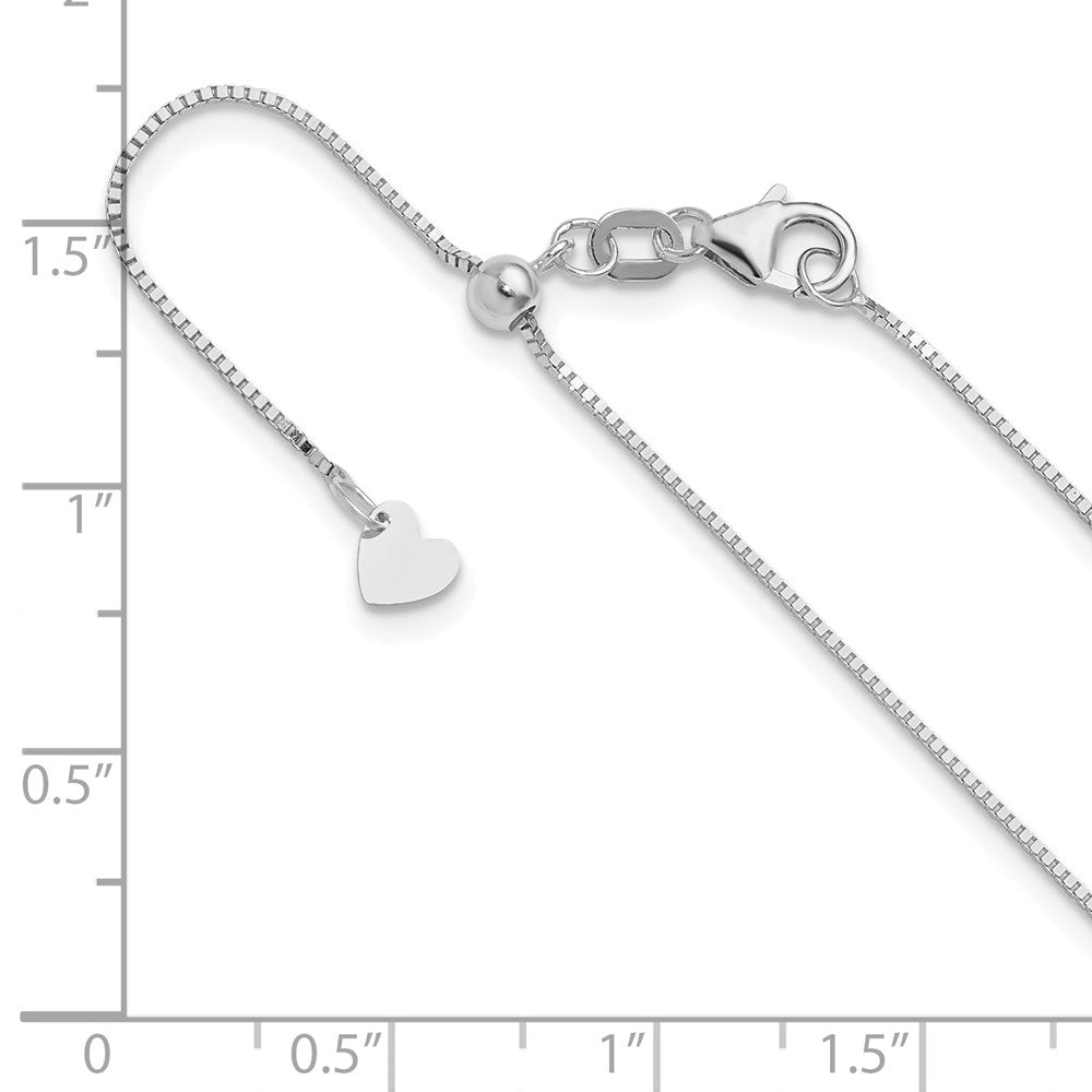 14K White Gold Adjustable .7mm Baby Box Chain