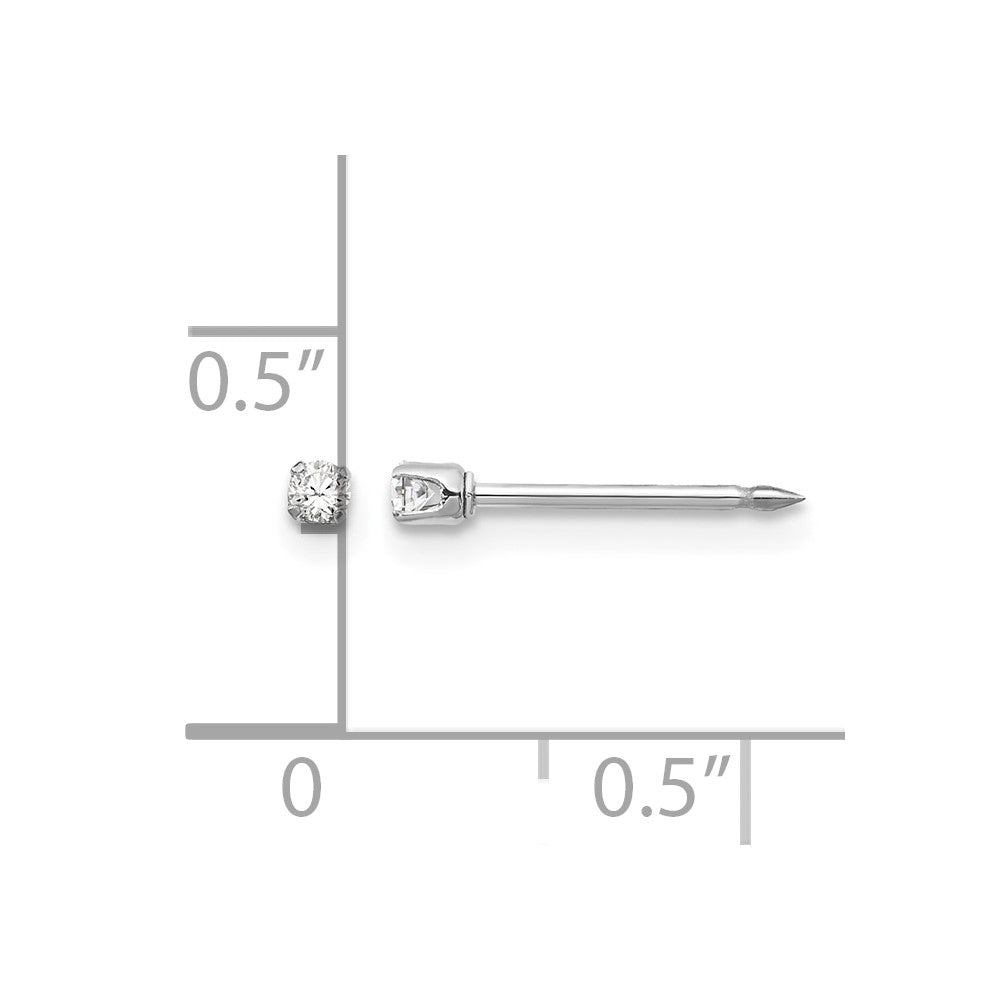 Inverness 14k White Gold 2mm CZ Post Piercing Earrings