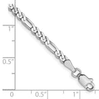 14K White Gold 3mm Flat Figaro Chain