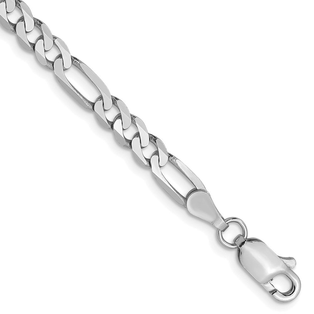 14K 4mm White Gold Flat Figaro Chain Lobster Clasp
