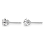 Inverness 14k White Gold 3mm Square CZ Post Piercing Earrings