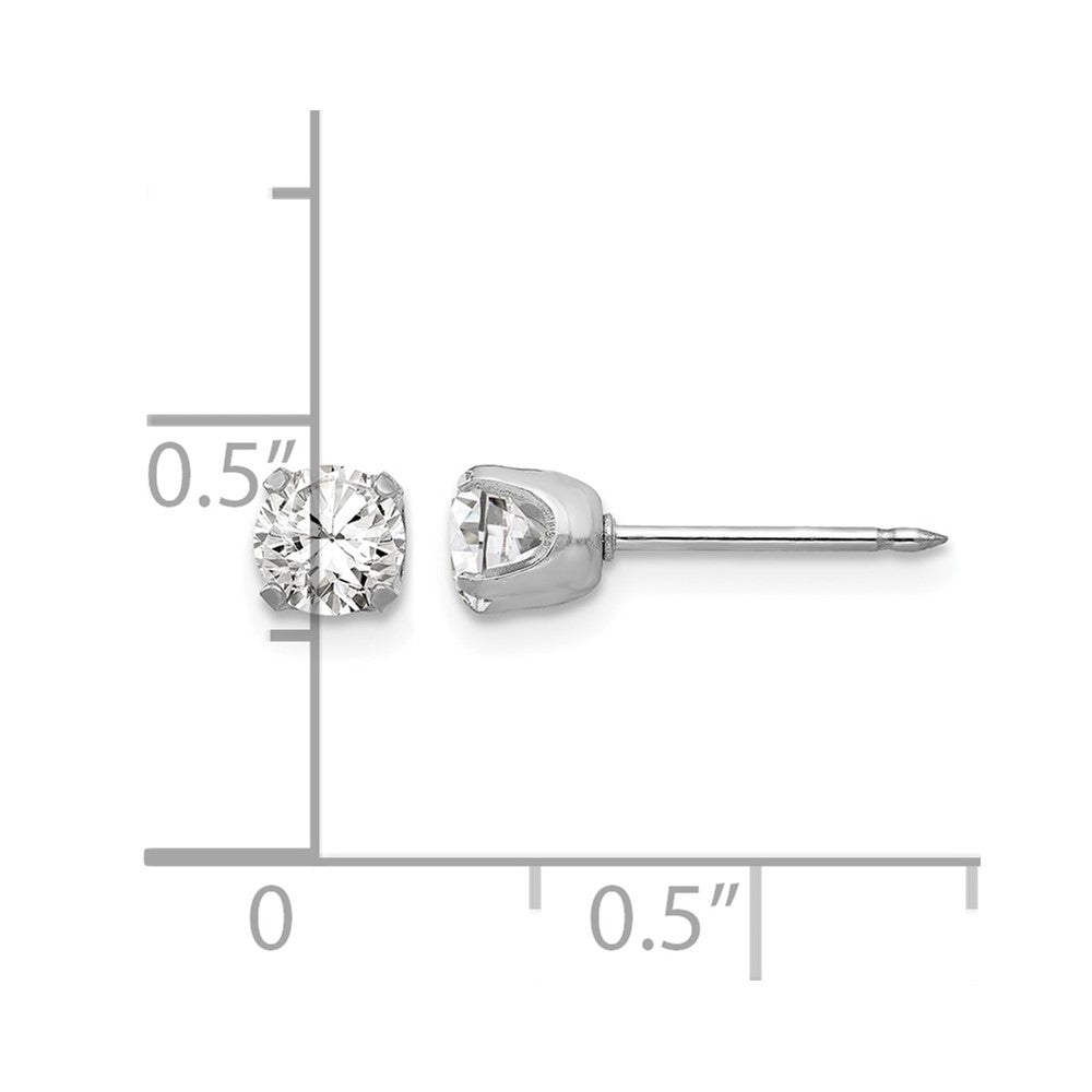 Inverness 14k White Gold 4.25mm CZ Post Piercing Earrings