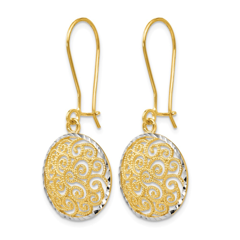 14K Two-tone Filigree Dangle Earrings