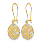 14K Two-tone Filigree Dangle Earrings