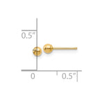 14K Polished 3mm Ball Post Earrings
