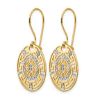 14K Two-tone Greek Key Dangle Earrings