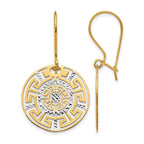 14K Two-tone Greek Key Dangle Earrings