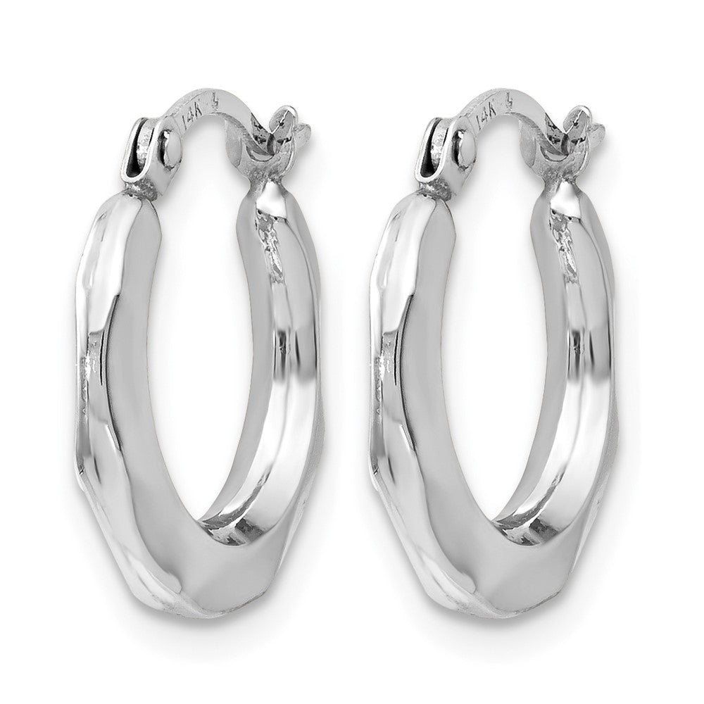 14K White Gold Polished Round Hoop Earrings