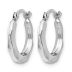 14K White Gold Polished Round Hoop Earrings