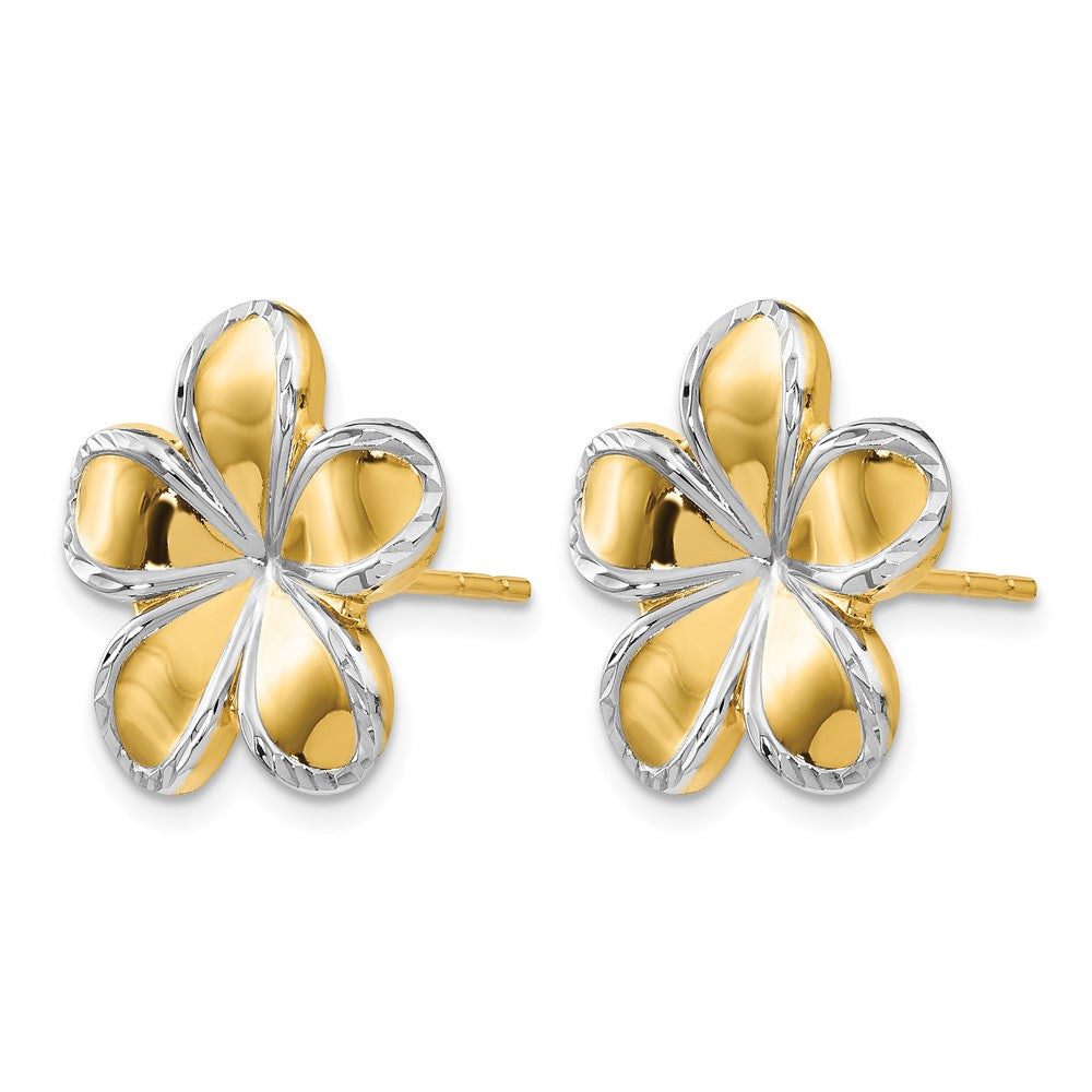 14K w/Rhodium Flower Post Earrings