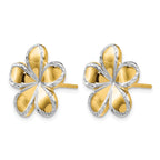 14K w/Rhodium Flower Post Earrings