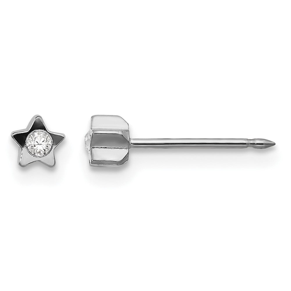 Inverness Stainless Steel Polished Crystal in Star Post Piercing Earrings