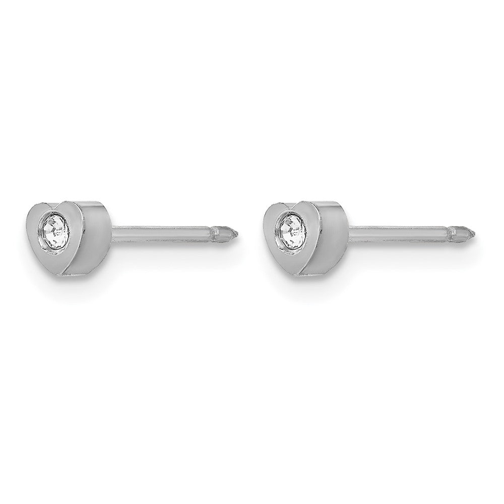 Inverness Stainless Steel Polished Crystal in Heart Post Piercing Earrings