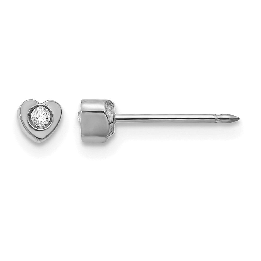 Inverness Stainless Steel Polished Crystal in Heart Post Piercing Earrings