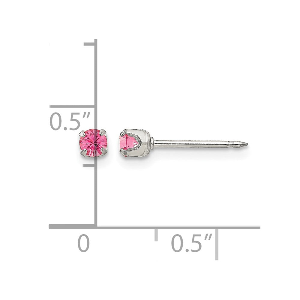 Inverness Stainless Steel 3mm Rose Crystal Post Piercing Earrings
