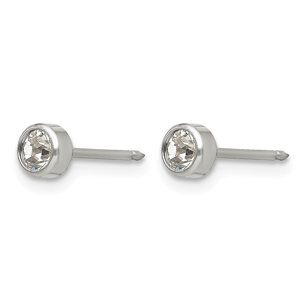 Inverness Titanium 4mm Bezel Crystal Post Piercing Earrings