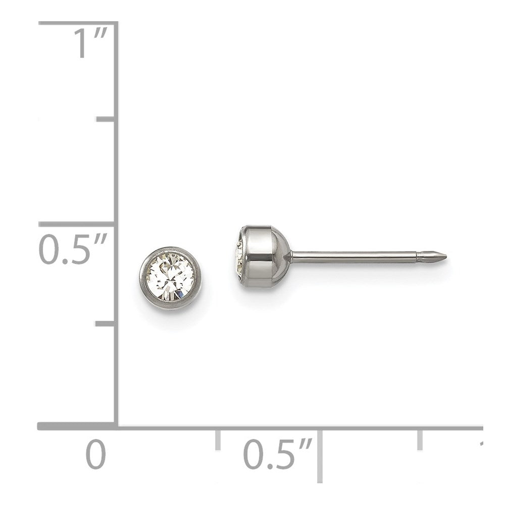 Inverness Titanium 4mm Bezel Crystal Post Piercing Earrings