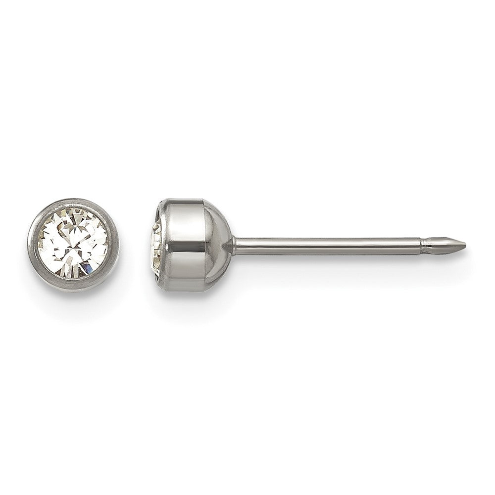 Inverness Titanium 4mm Bezel Crystal Post Piercing Earrings