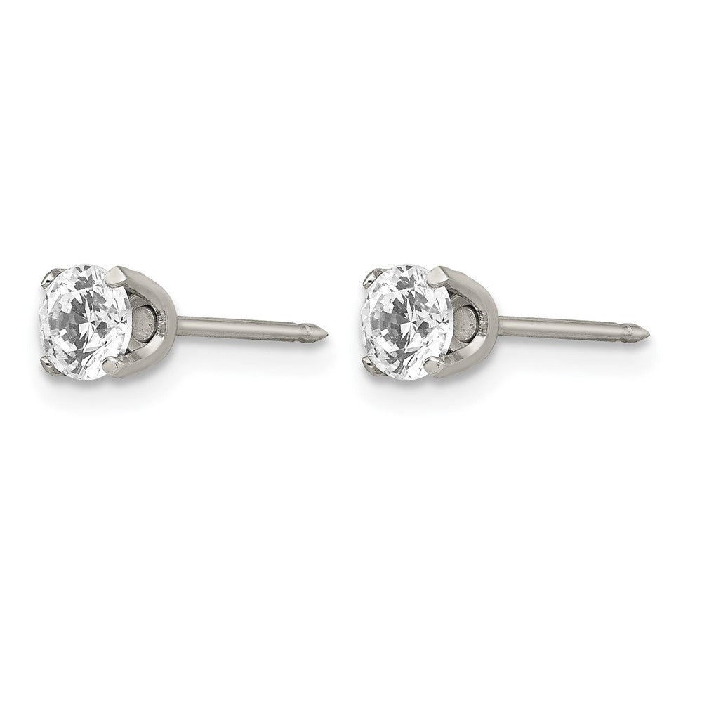 Inverness Stainless Steel Polished 5mm CZ Post Piercing Earrings