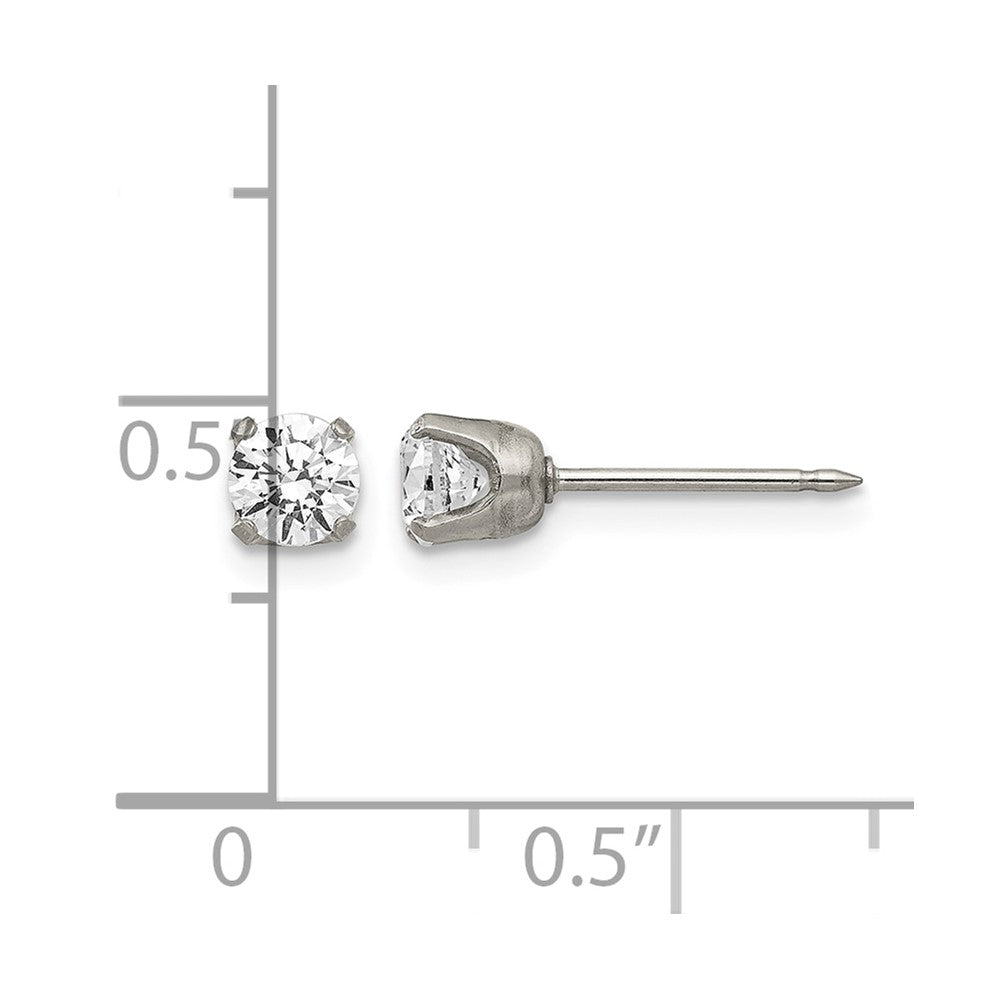 Inverness Stainless Steel Polished 5mm CZ Post Piercing Earrings