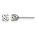 Inverness Stainless Steel Polished 5mm CZ Post Piercing Earrings