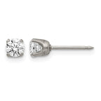 Inverness Stainless Steel Polished 5mm CZ Post Piercing Earrings