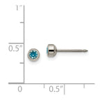 Inverness Titanium 4mm Aqua Crystal Bezel Post Piercing Earrings
