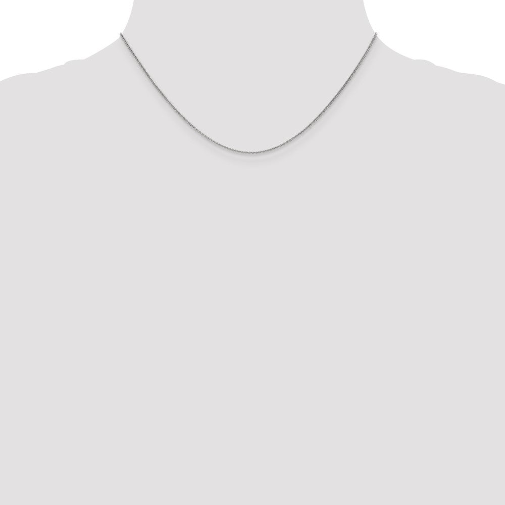 18K White Gold 1.5mm Diamond-cut Cable with Fancy Lobster Clasp Chain