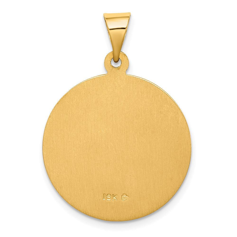 18k Polished and Satin Solid Saint Christopher Medal Round Pendant