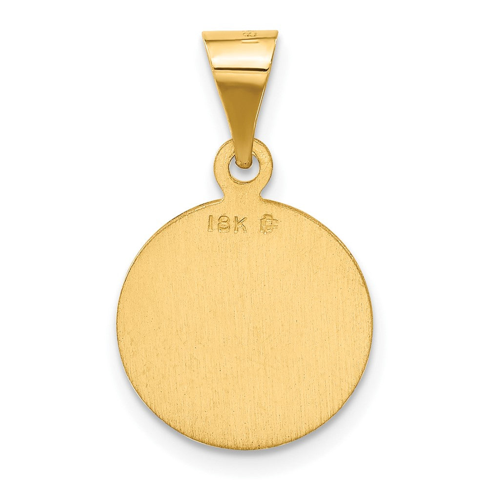 18k Polished and Satin Solid Our Lady of Perpetual Help Medal Round Pendant