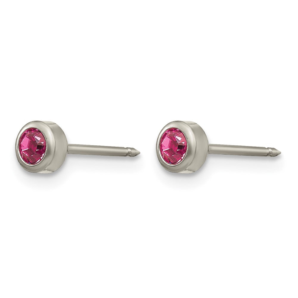 Inverness Titanium 4mm Rose Crystal Bezel Post Piercing Earrings