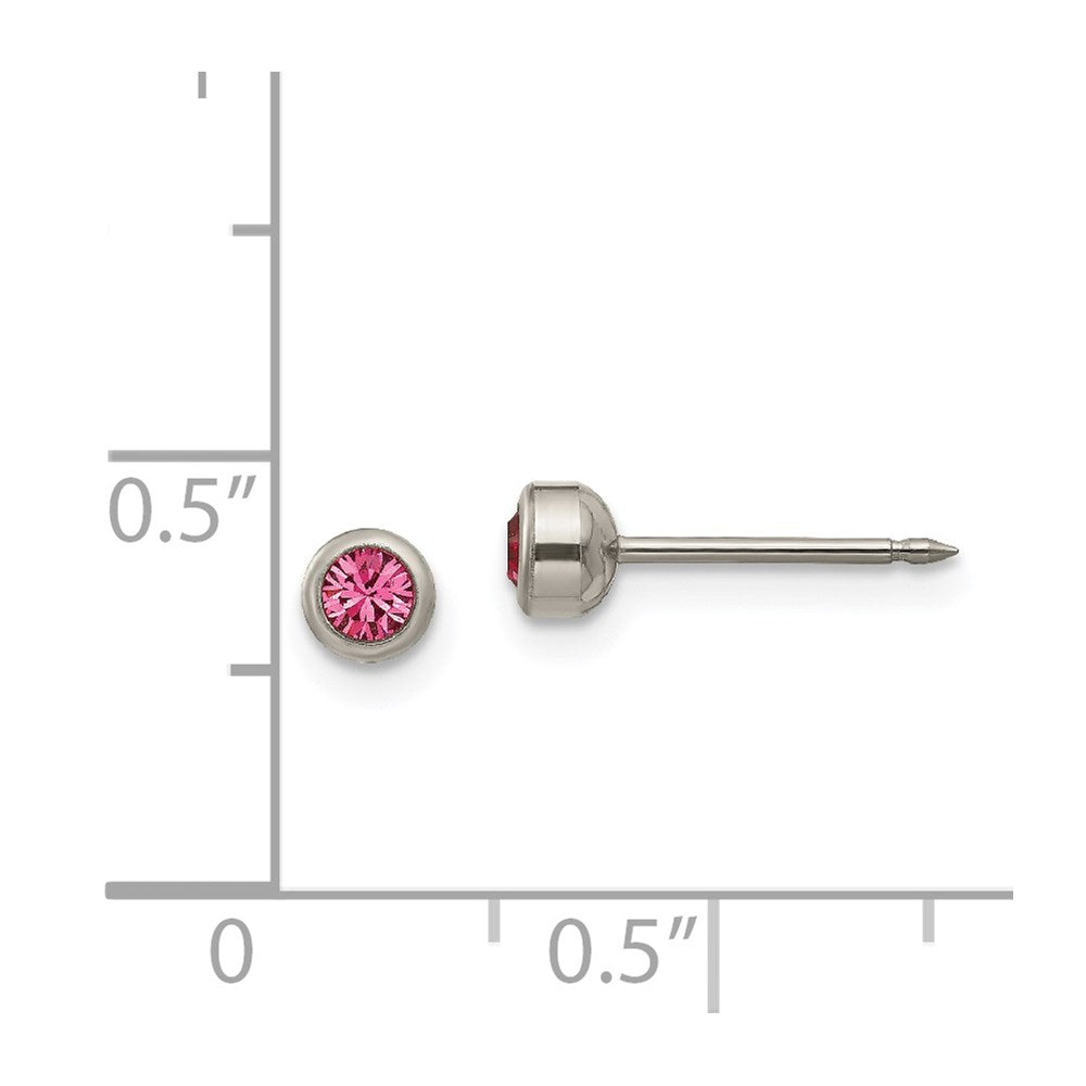 Inverness Titanium 4mm Rose Crystal Bezel Post Piercing Earrings